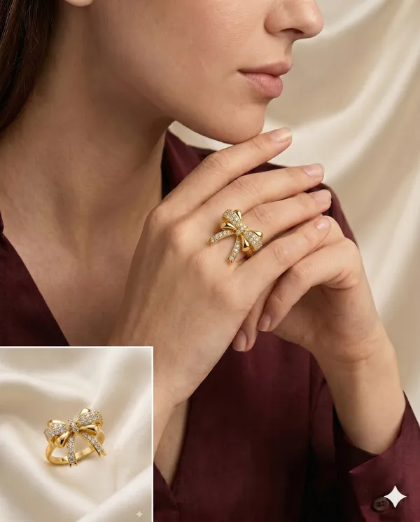 Gold_Finished_Pave_Crystal_Bow_Design_Statement_Ring