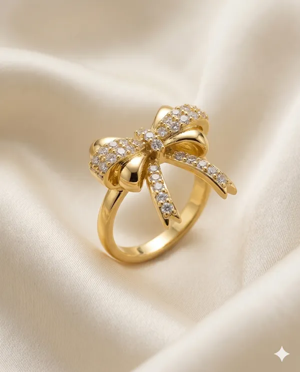 Gold_Finished_Pave_Crystal_Bow_Design_Statement_Ring