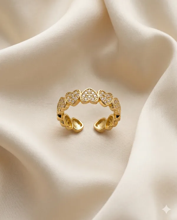 Gold_Finished_Pave_Heart_Stackable_Adjustable_Ring