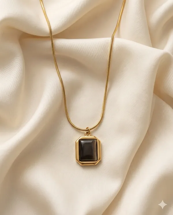 Gold_Finished_Square_Stone_Minimalist_Snake_Chain_Necklace