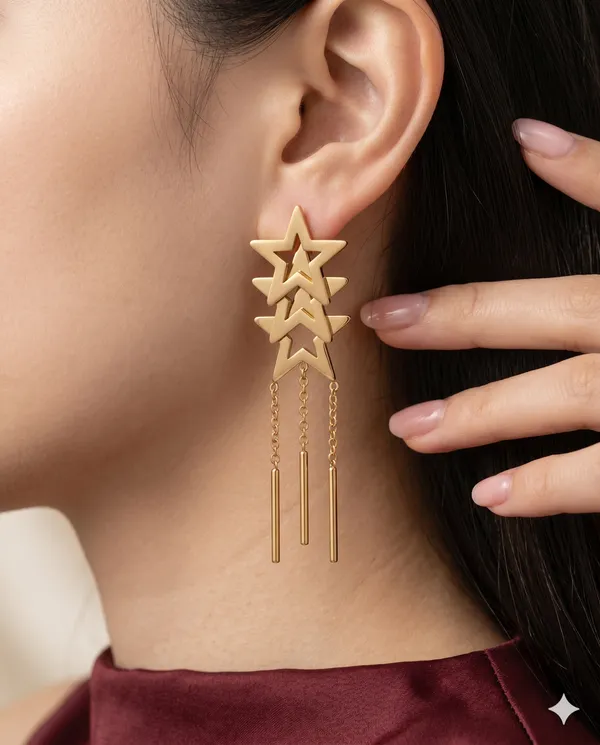 Gold_Finished_Star_Dangle_Earrings_Modern_Geometric