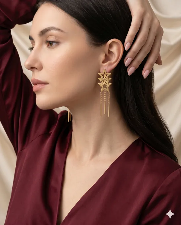 Gold_Finished_Star_Dangle_Earrings_Modern_Geometric