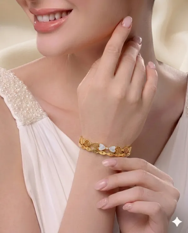 Gold_Plated_Black_Onyx_Diamond_Bracelet_Women's_Elegant