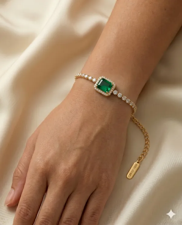 Gold_Plated_Emerald_Halo_Tennis_Bracelet_for_Women