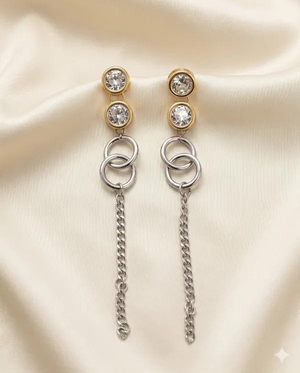 Gold_Silver_Mixed_Crystal_Ring_Chain_Dangle_Earrings