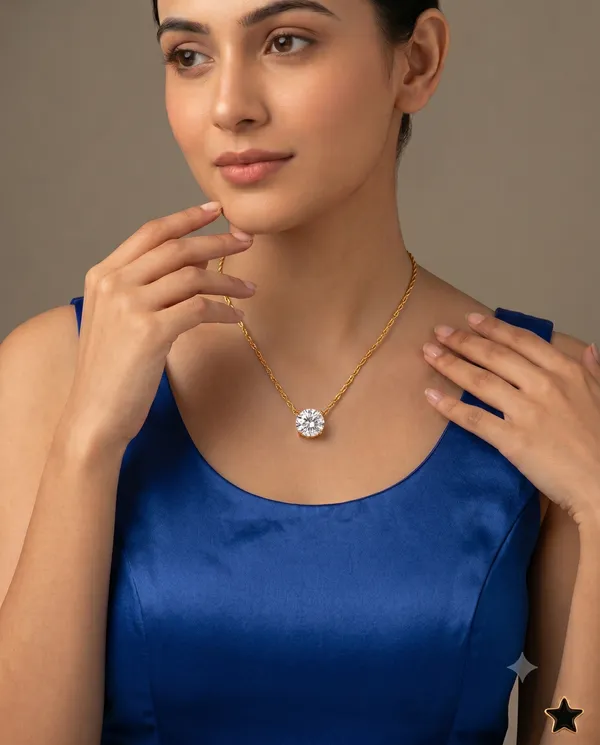 Gold_Solitaire_Round_Brilliant_Cut_CZ_Pendant_Necklace_For_Women