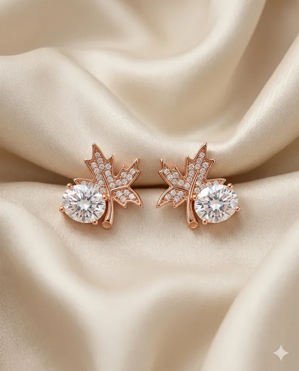 Rose_Gold_Maple_Leaf_Diamond_Earrings_for_Women