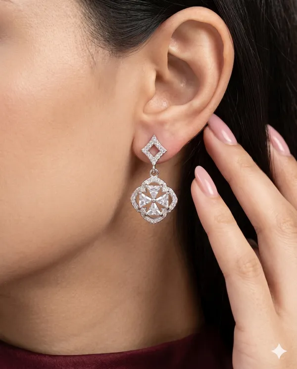 Silver_Finished_Crystal_Cross_Geometric_Dangle_Earrings
