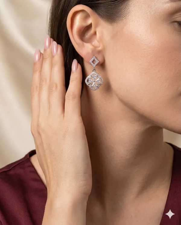 Silver_Finished_Crystal_Cross_Geometric_Dangle_Earrings