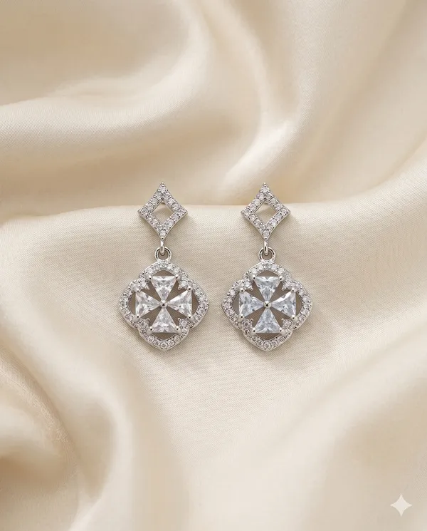 Silver_Finished_Crystal_Cross_Geometric_Dangle_Earrings