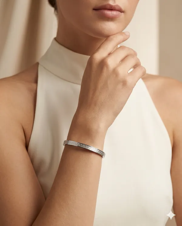 Silver_Plated_Geometric_Chevron_Textured_Bangle_Bracelet