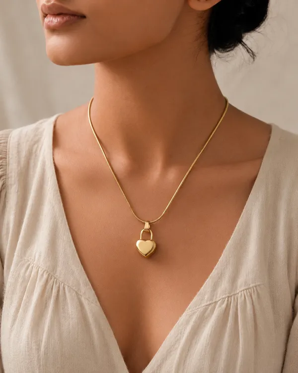 Gold_Finished_Heart_Locket_Minimalist_Pendant_Necklace