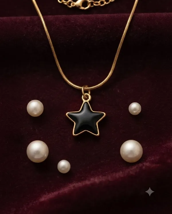 Gold_Finished_Black_Star_Minimalist_Pendant_Snake_Necklace
