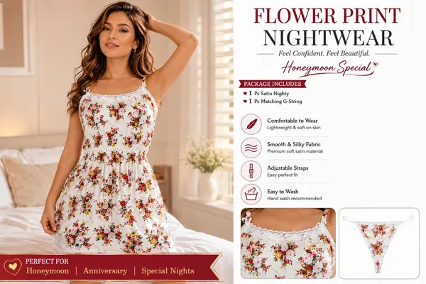 Flower_Print_Babydoll_Nightwear