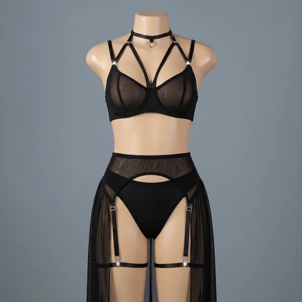 Black_Mesh_Bralette_Garter_Belt_Lingerie_Set_For_Women