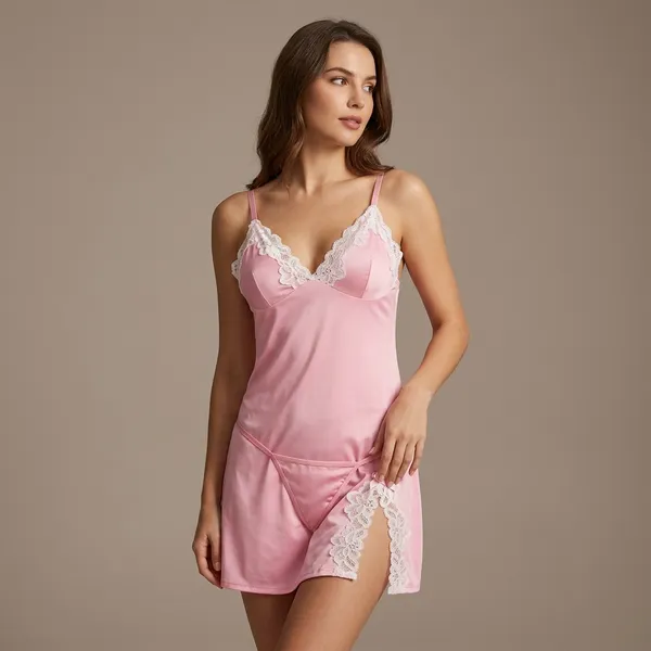 Pink_Malai_Lace_Trim_Slip_Nightdress_For_Women