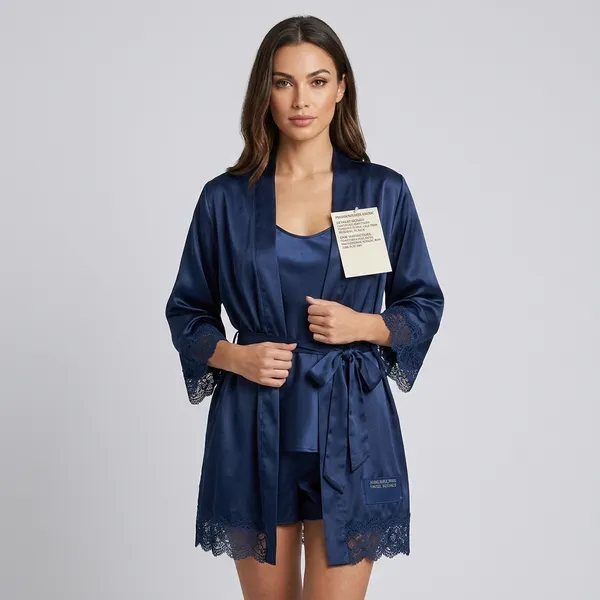 Navy_Blue_Satin_Floral_Lace_Trim_Short_Robe_For_Women