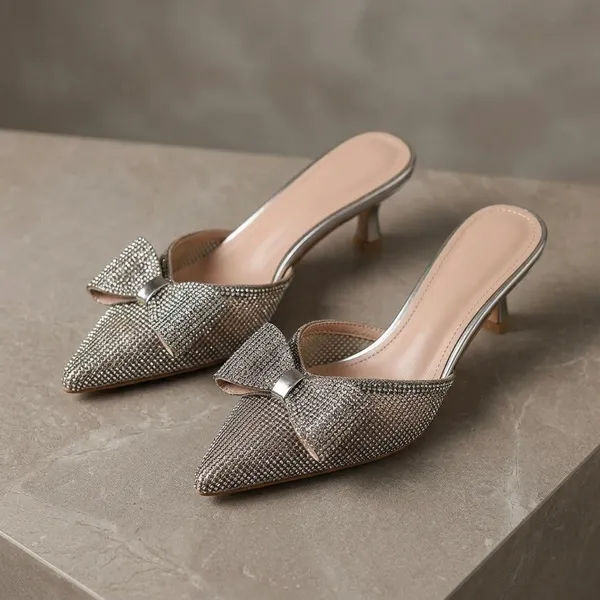 Black_Embellished_Pointed_Toe_Slip_On_Mule_Heels_For_Women