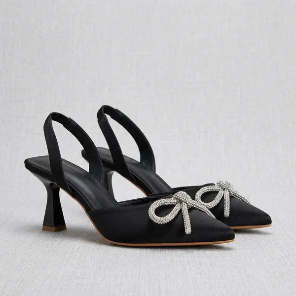 Black_Satin_Crystal_Bow_Kitten_Heel_Mules_For_Women