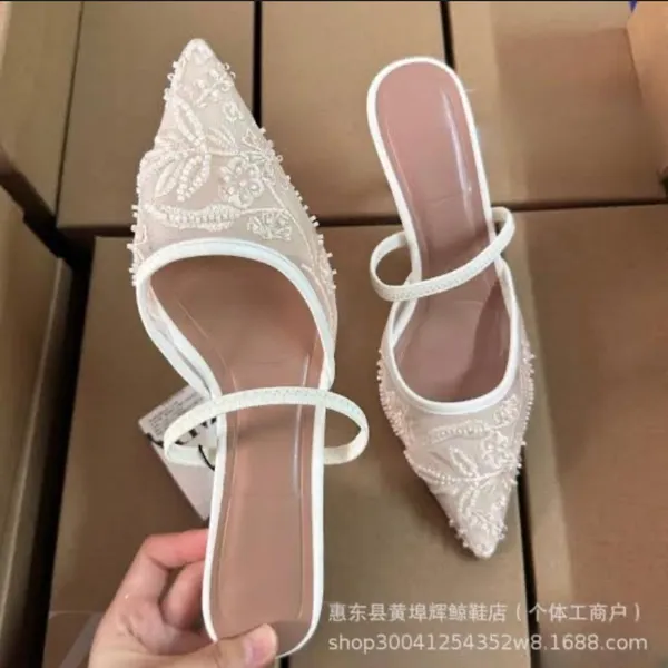 White_Patent_Leather_Embellished_Pointed_Toe_Mule_Heels_For_Women