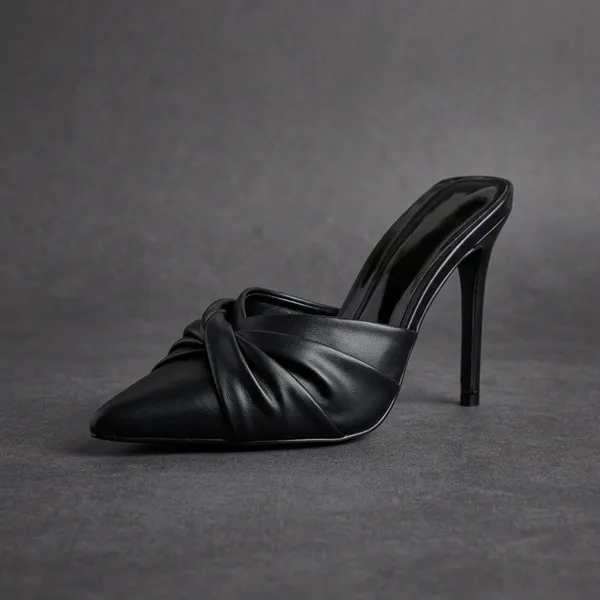 Black_Faux_Leather_Pointed_Toe_Stiletto_Heels_For_Women