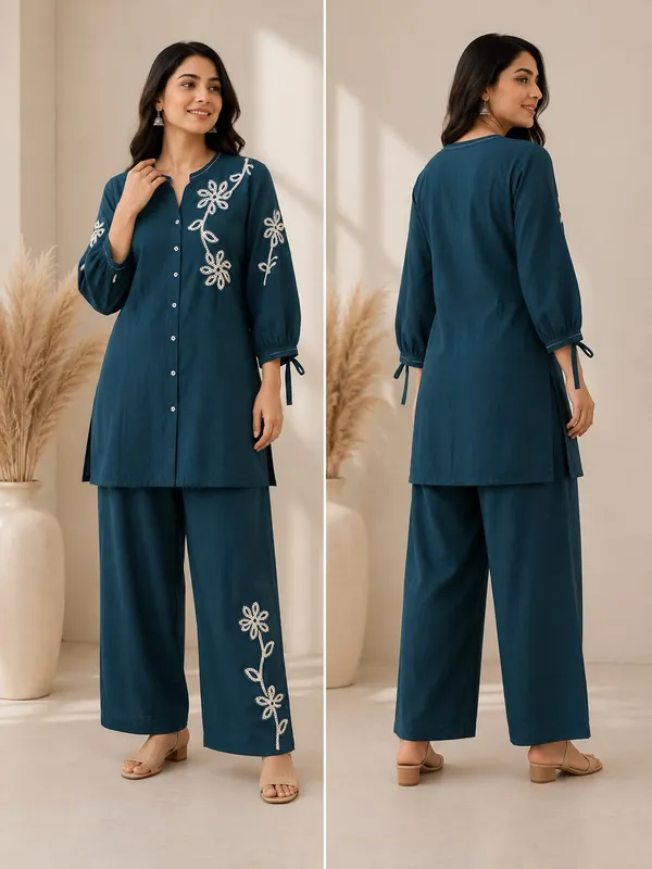 Teal_Embroidered_Co-ord_Set_for_Women