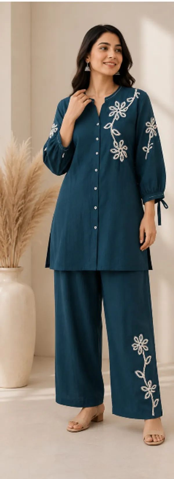 Teal_Embroidered_Co-ord_Set_for_Women
