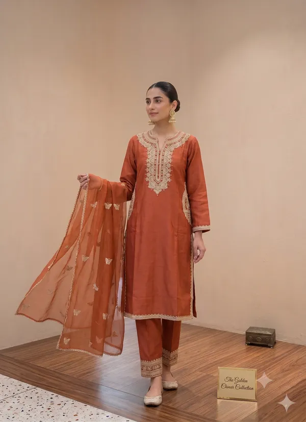 Orange_Silk_Embroidered_3_Piece_Cotton_Suit_Set_for_Women