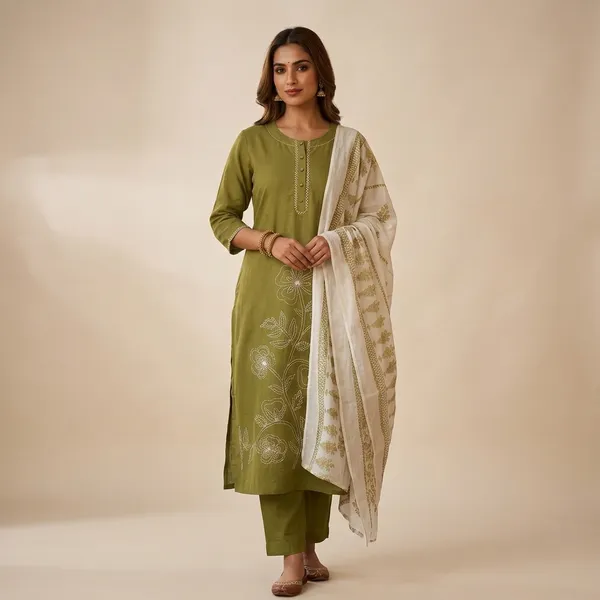 Green_Embroidered_3_Piece_Cotton_Suit_Set_for_Women