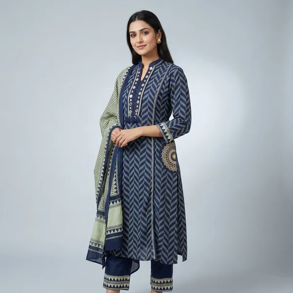 Blue_Chevron_Print_3_Piece_Cotton_Suit_Set_for_Women