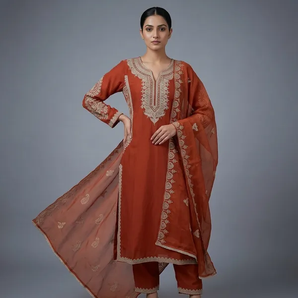 Orange_Georgette_Embroidered_Kadhai_Suit_Set_for_Women