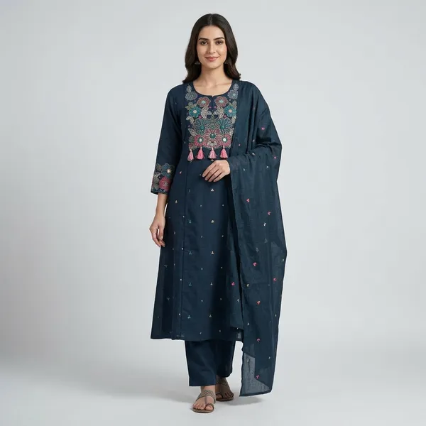 Blue_Embroidered_A-Line_Suit_Set_for_Women
