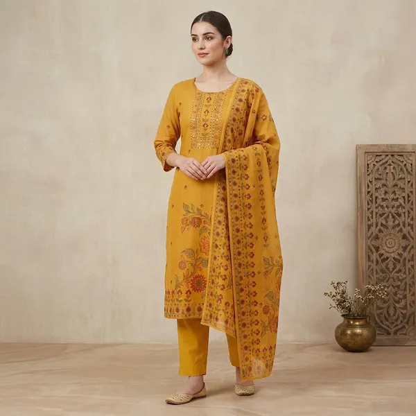 Yellow_Soft_Silk_Printed_Mirror_Work_3_Piece_Suit_Set_With_Printed_Dupatta_For_Women