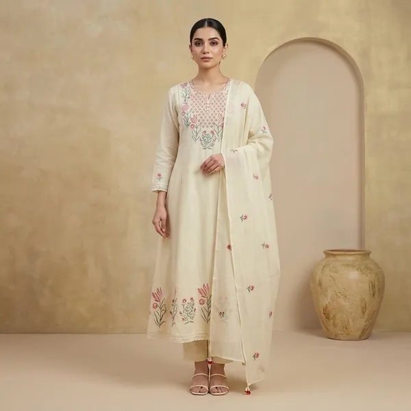 Cream_Mul_Cotton_A_Line_Hand_Embroidered_3_Piece_Suit_Set_With_Embroidered_Mul_Dupatta_For_Women