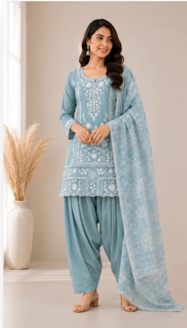 Rama_Green_Cotton_Chikankari_Suit_Set_With_Chiffon_Dupatta_For_Women