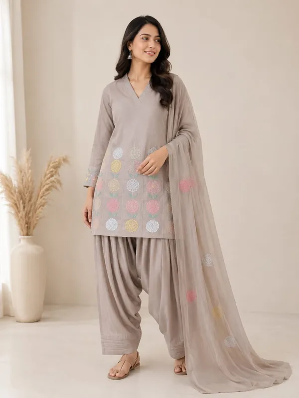 Dusty_Mul_Chanderi_3_Piece_Farsi_Salwar_Suit_Set_For_Women