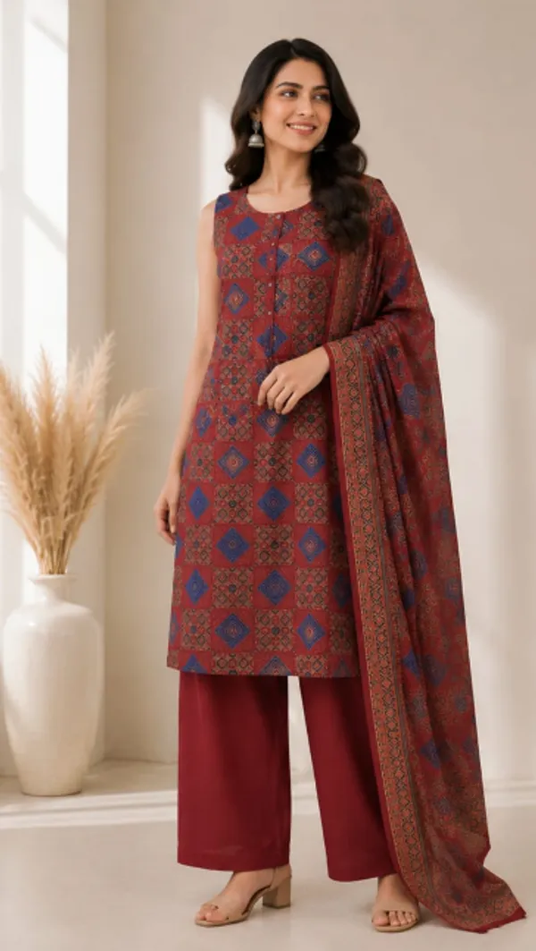 Mustard_Cotton_A_Line_Hand_Embroidered_2_Piece_Set_For_Women