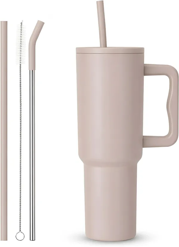 Beige_Insulated_Stainless_Steel_Tumbler_With_Handle_And_Straw