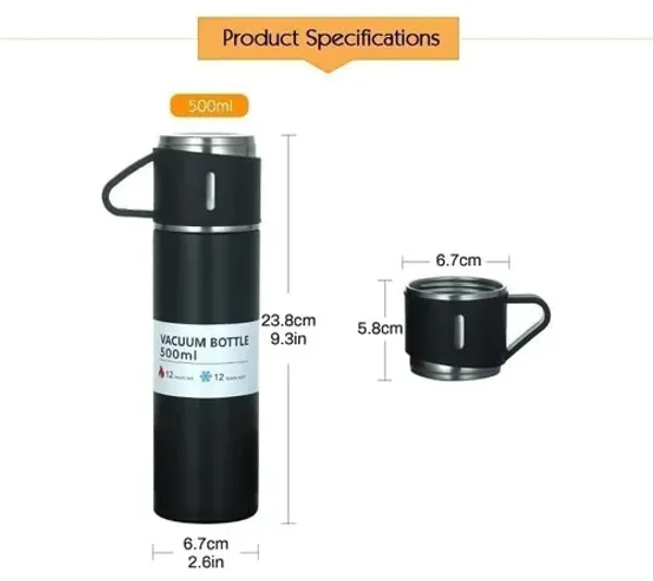 Black_Stainless_Steel_Vacuum_Flask_With_3_Cups_Gift_Set