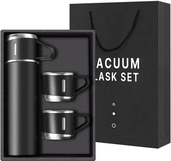 Black_Stainless_Steel_Vacuum_Flask_With_3_Cups_Gift_Set