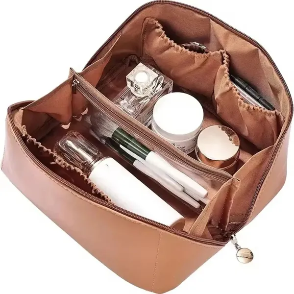 Brown_Faux_Leather_Makeup_Organizer_Bag_With_Multiple_Compartments