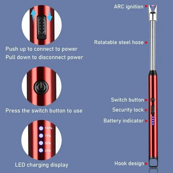 Usb_Rechargeable_Electric_Arc_Lighter_With_360_Flexible_Neck