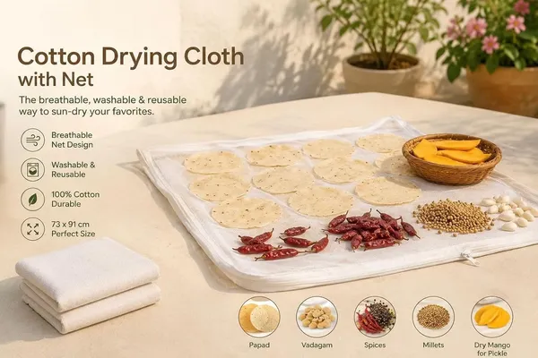 Pack_of_1_Cotton_Drying_Cloth_with_Net,_Off_White,_73_x_96_cm,_Breathable,_Washable,_Reusable,_for_Papad,_Vadagam,_Spices,_Millets,Sun_dry_Wadiyan_or_Badiyan_and_Sun_Dry_Mango_for_Pickle
