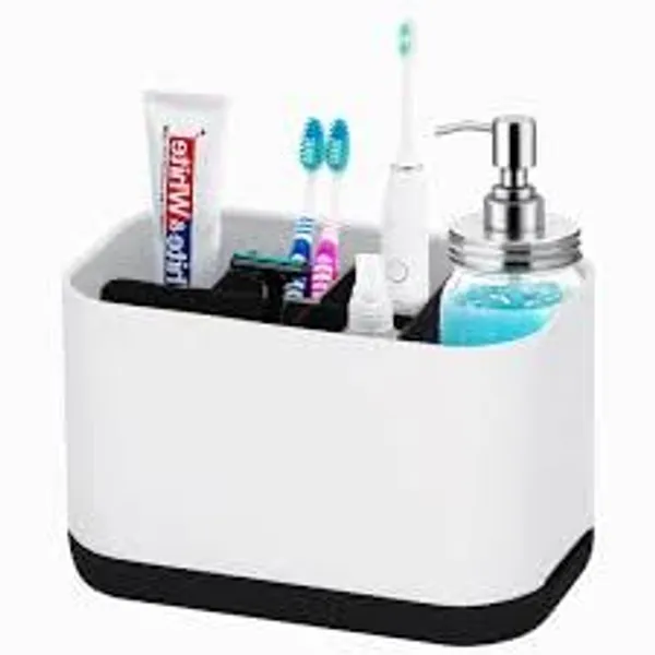 Bathroom_Easy-Store_Toothbrush_Caddy,Toothbrush_Holders_Bathroom_Storage_Organizer_Caddy_&_Beautiful_Design_For_Toothbrush_Stand_Large_(Black)
