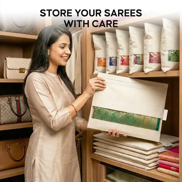 Cotton_Saree_bags/Covers_16_inch_x_14_inch_Zip_Breathable_Cotton_Foldable_Storage_Bags_with_Transparent_Window_Reusable_Wardrobe_Organizer_for_Sarees,_Lehengas_&_Ethnic_Wear