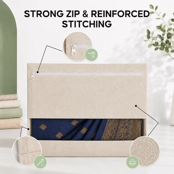 Cotton_Saree_bags/Covers_16_inch_x_14_inch_Zip_Breathable_Cotton_Foldable_Storage_Bags_with_Transparent_Window_Reusable_Wardrobe_Organizer_for_Sarees,_Lehengas_&_Ethnic_Wear