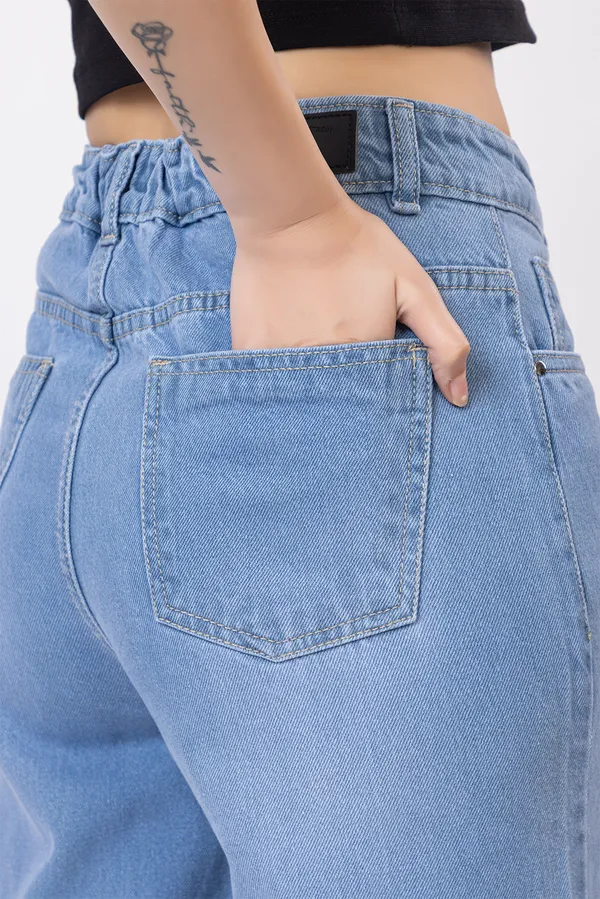 imported_designer_Blue_Cotton_wide_leg_Jeans_For_Women