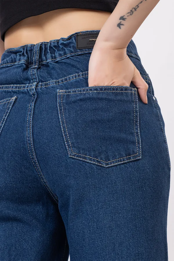 imported_designer_Blue_Cotton_wide_leg_jeans_For_Women