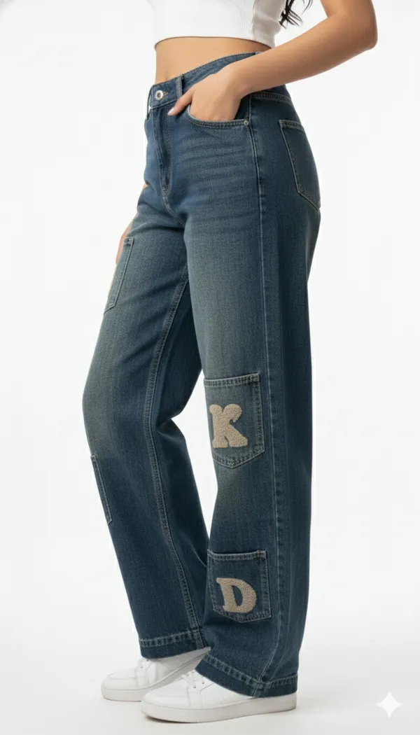 imported_designer_Blue_Cotton_Straight_Fit_Jeans_For_Women