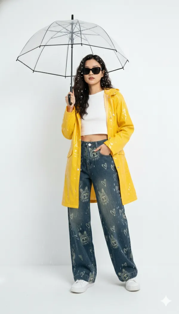 imported_designer_Blue_Cotton_wide_leg_denim_For_Women